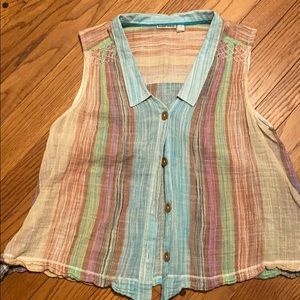 Colorful button up crop